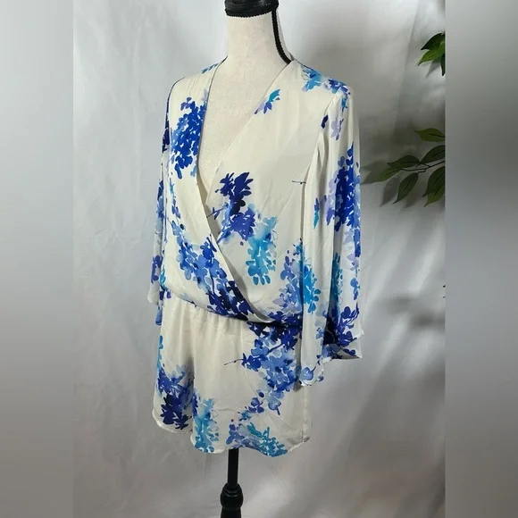 Olive & Oak Blue Floral Wrap Dress - Picture 11 of 12